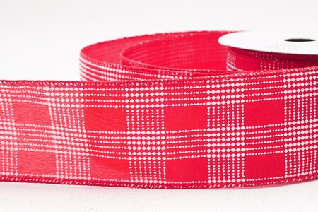 Red/White  Classic Plaid Check Wired Ribbon_KW0466GC-7-7